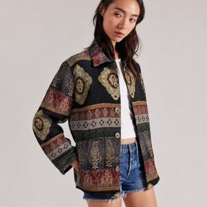 Vintage Boho Tapestry Jacket Blazer Womens M Western Chic Festival‎ Southwestern